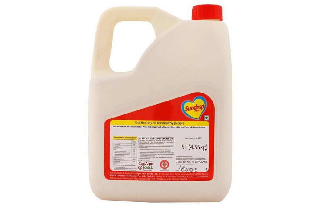 Sundrop Heart Blended Oil    Plastic Jar  5 litre